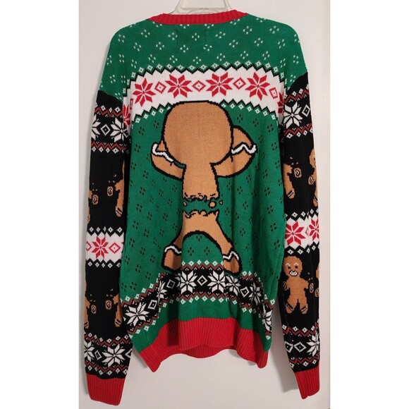 UGLY CHRISTMAS SWEATER OH SNAP GINGERBREAD MAN CANDY CANE CRUTCH MENS WOMENS XL - Picture 5 of 5